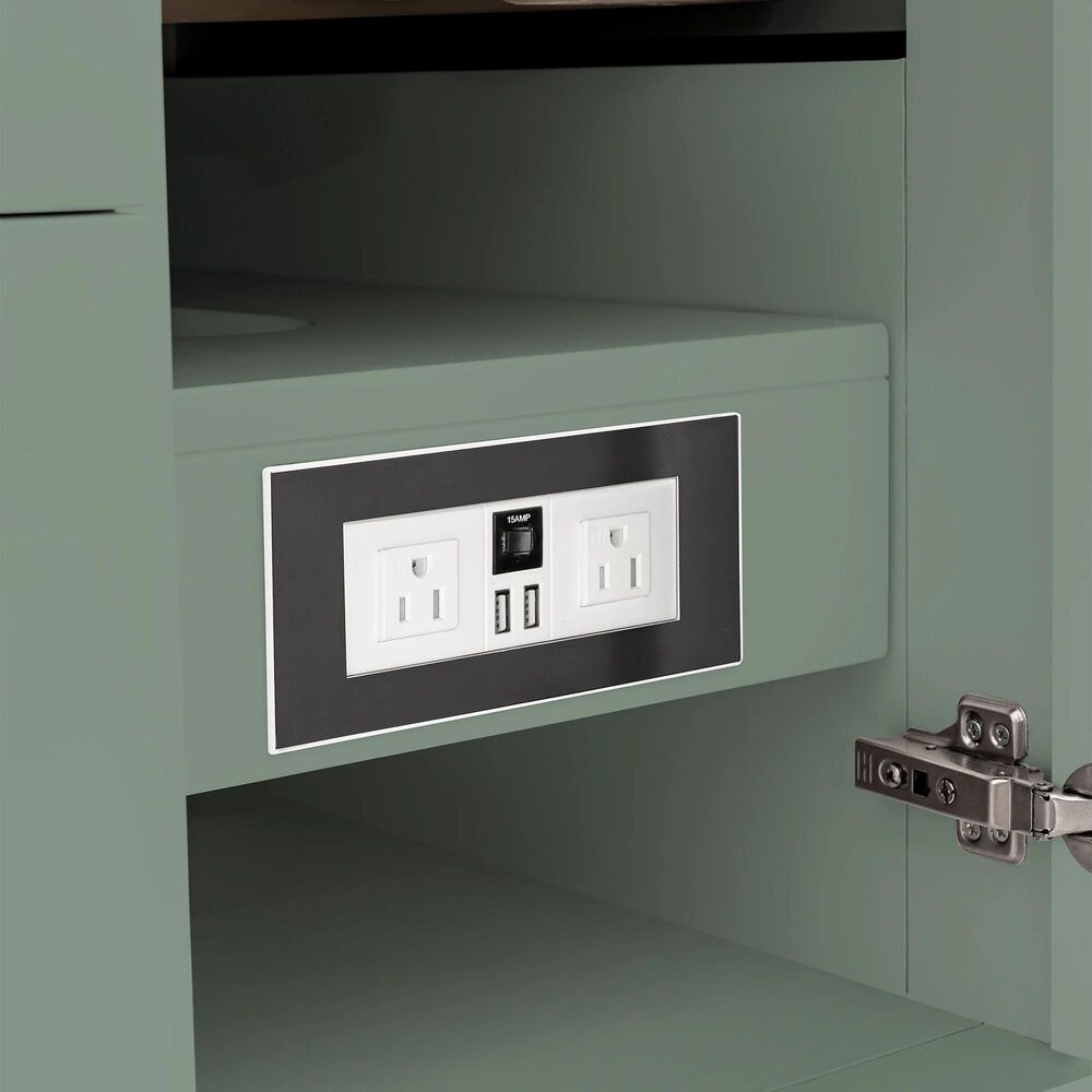 James Martin Vanities Breckenridge 36" Single Bathroom Vanity in Smokey Celadon with 3 cm Carrara White Marble Top and Rectangular Sink, , large