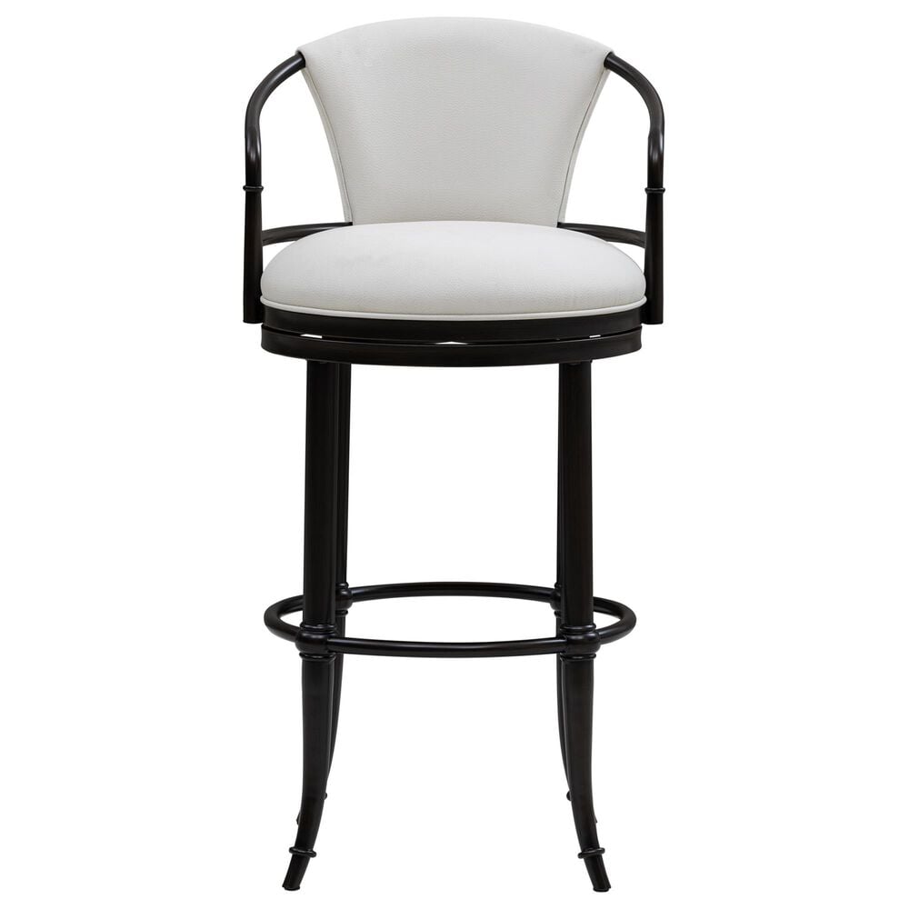 Armen Living Otis Bar Height Stool with Ivory Upholstery in Dark Brown, , large