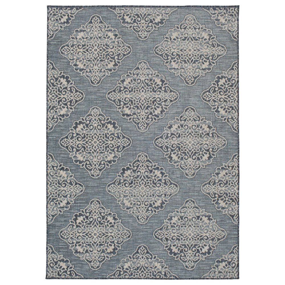 Central Oriental Melbourne Devora 5" x 7" Lagoon and Vanilla Area Rug, , large