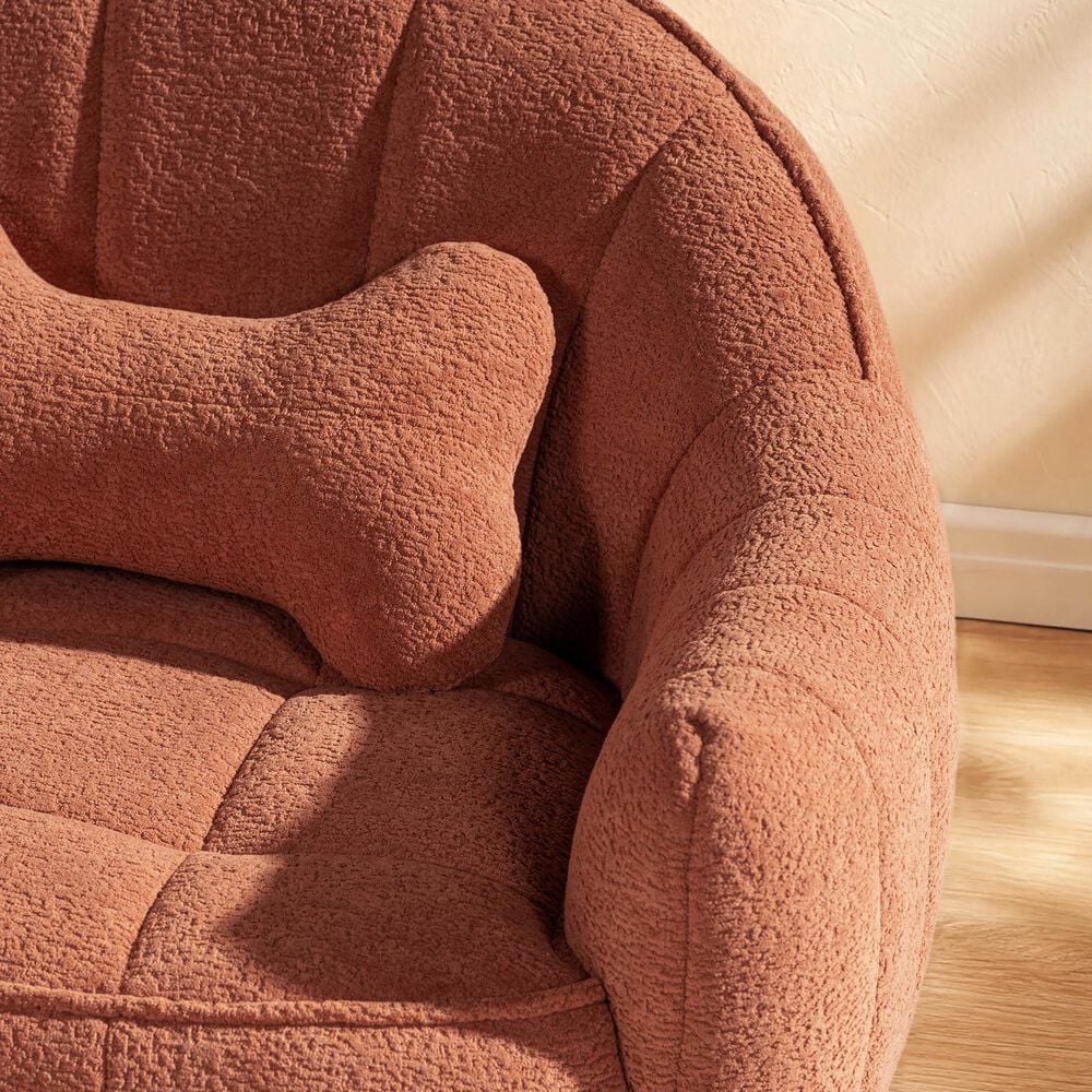 Jennifer Taylor Home Louie 30.5" Modern Dog Sofa Bed with Bone Pillow in Spice Orange, , large