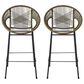 Hearth and Haven Ferrara Outdoor Faux Wicker Barstool in Green (Set of 2), , large