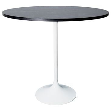 Leisuremod Verve 48" Round Bar Height Dining Table with Sintered Stone Top in White and Black - Table Only, , large