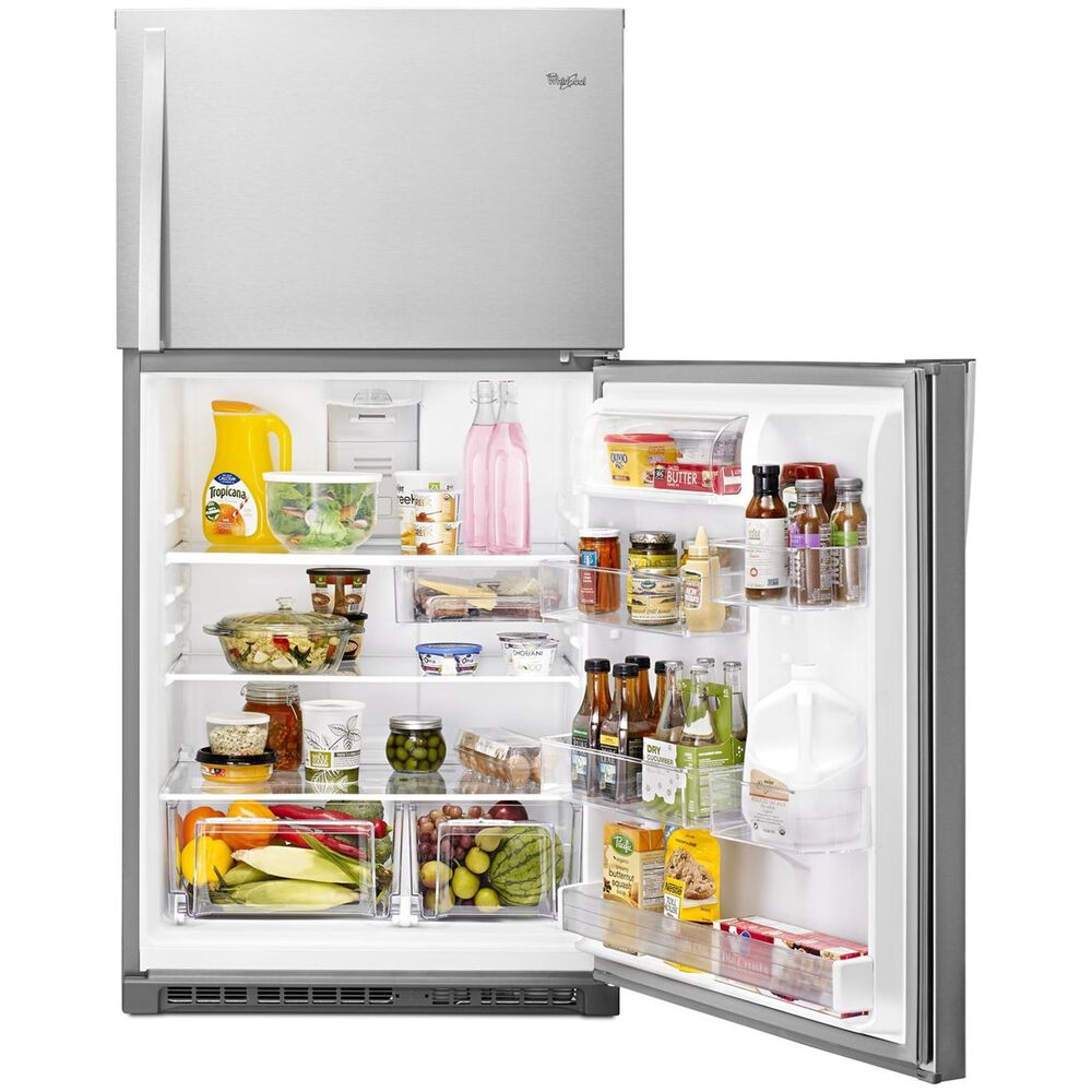 Whirlpool 21 Cu. Ft. 33&quot; Wide Top Freezer Refrigerator in Monochromatic Stainless Steel, , large