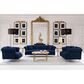 Blue River Elegance Stationary Sofa in Blue Velvet, , large