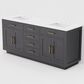 Lexora Home Abbey 72" Double Bathroom Vanity in Black Oak with 2 cm White Quartz Top and Rectangular Sinks, , large