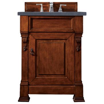 James Martin Brookfield 26" Single Bathroom Vanity in Warm Cherry with 3 cm Charcoal Soapstone Quartz Top and Rectangle Sink, , large