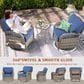 Hearth and Haven Outdoor Swivel Glider Chair with Blue Cushion in Gray (Set of 2), , large