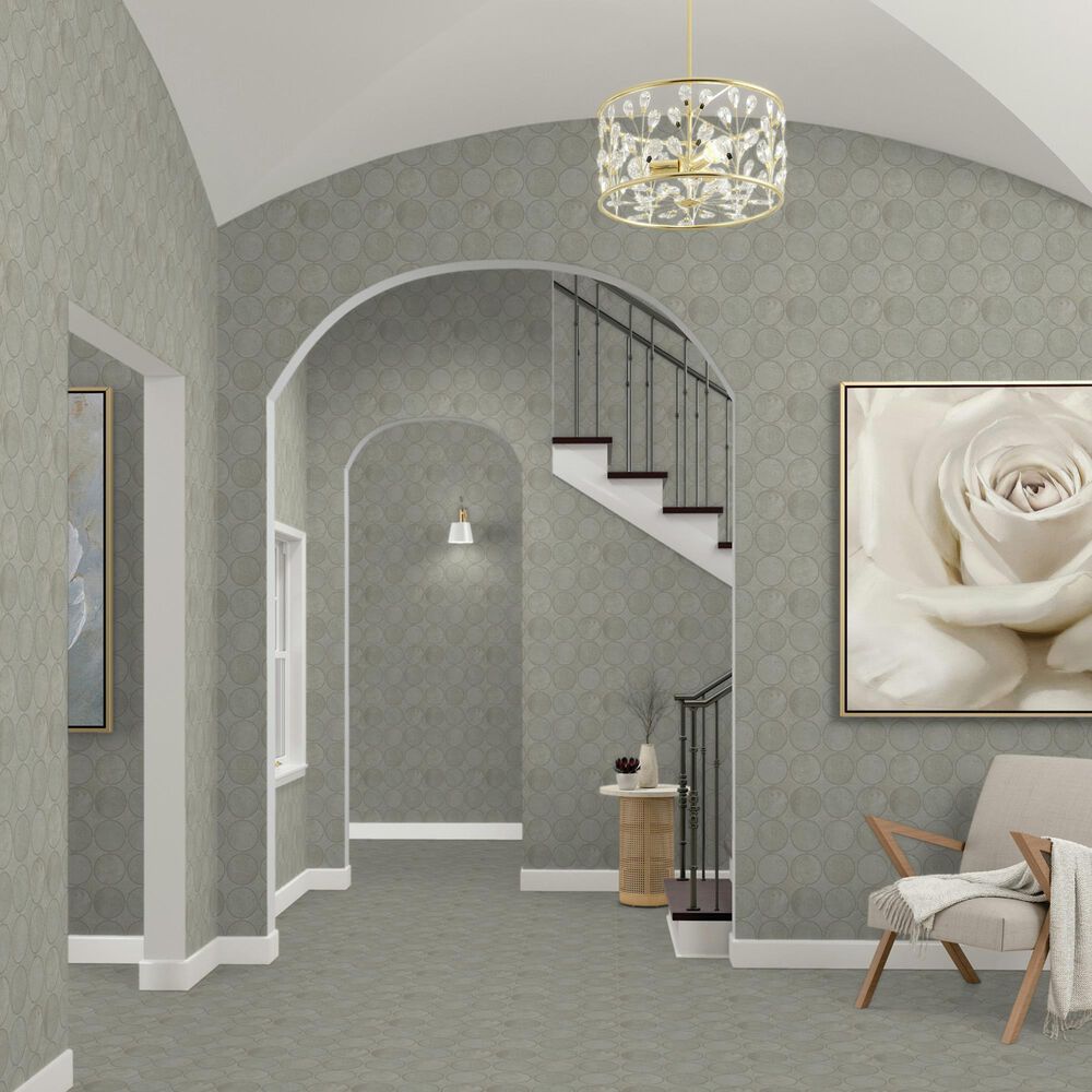 Dal-Tile Rekindle Light Grey 13.5&quot; x 13.5&quot; Canvas Dot Porcelain Mosaic Sheet, , large