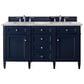 James Martin Brittany 60" Double Bathroom Vanity in Victory Blue with Single Hole 3 cm White Zeus Quartz Top and Rectangular Sinks, , large