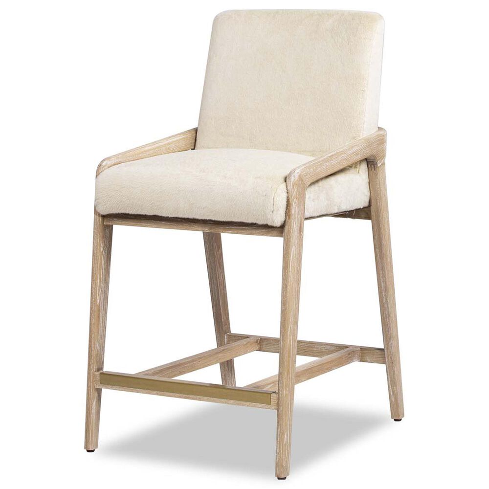 Jennifer Taylor Home Arizona 25.5" Counter Stool with Creme White Cushion in Natural Light Brown, , large
