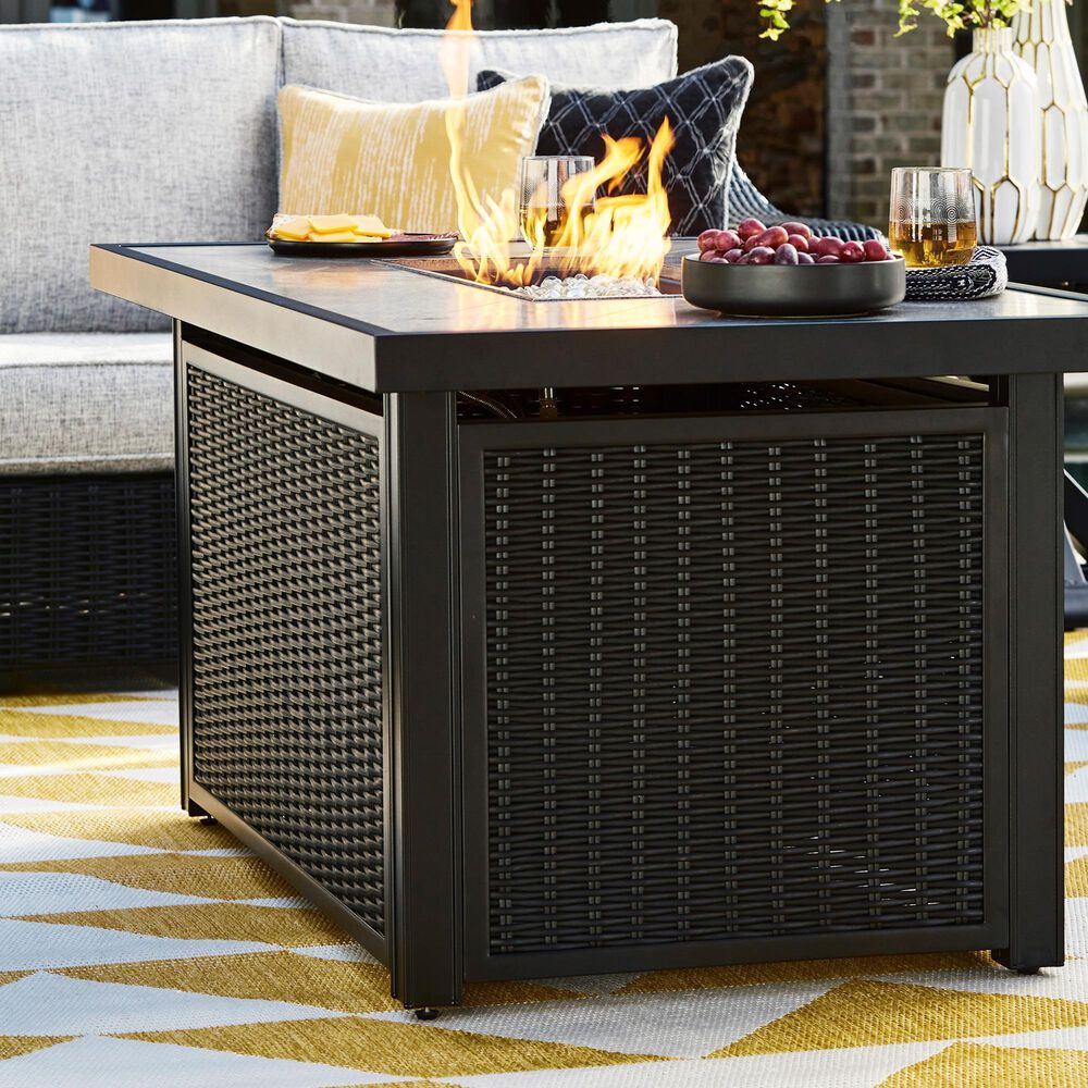 Ashley Beachcroft Rectangular Fire Pit Table in Black and Light Gray, , large