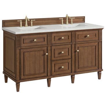 James Martin Vanities Lorelai 60" Double Vanity in Mid-Century Walnut with 3 cm Lime Delight Quartz Top, , large