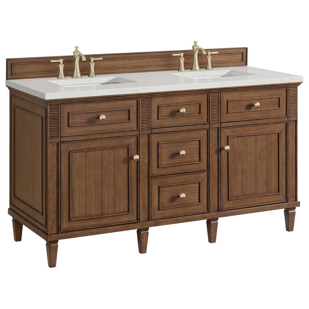 James Martin Vanities Lorelai 60" Double Vanity in Mid-Century Walnut with 3 cm Lime Delight Quartz Top, , large