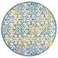 Nourison Aloha 7"10" Round Ivory and Blue Indoor/Outdoor Area Rug, , large