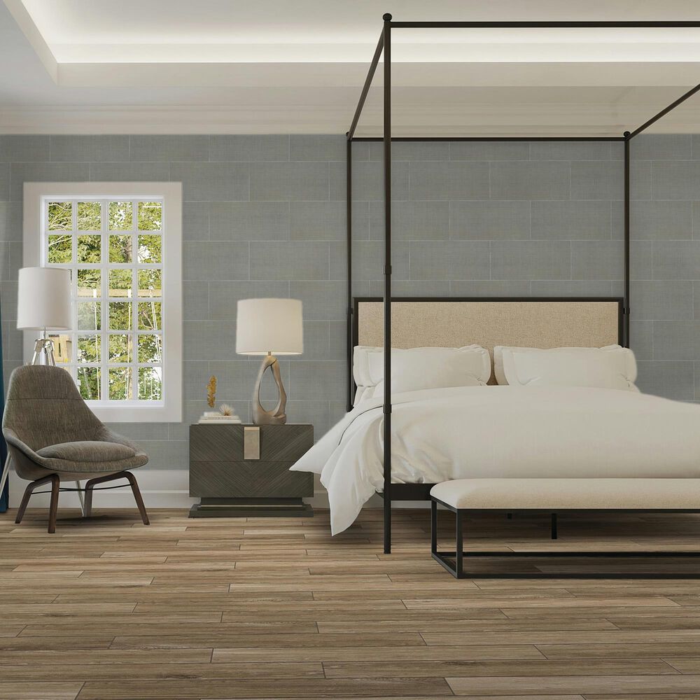 Dal-Tile Fabric Art Modern Textile Medium Gray 12&quot; x 24&quot; Porcelain Tile, , large
