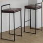 Lumisource Fuji Stackable Barstool with Brown Faux Leather Cushion in Black (Set of 2), , large