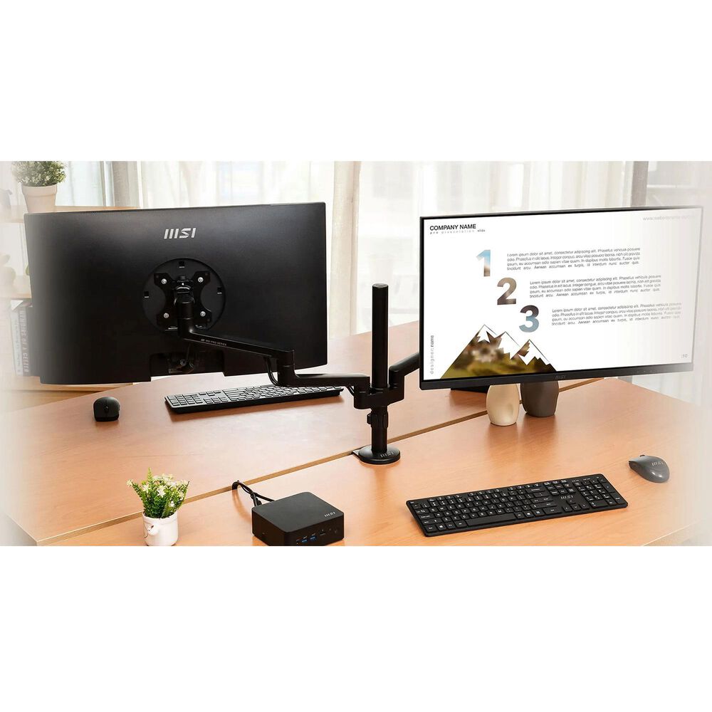 MSI Dual Monitor Desk Mount for 17&quot;-32&quot; Screen in Matte Black, , large