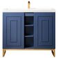 James Martin Vanities Alicante 39.5" Single Bathroom Vanity in Azure Blue and Radiant Gold with 5 cm White Glossy Resin Top and Rectangular Sink, , large