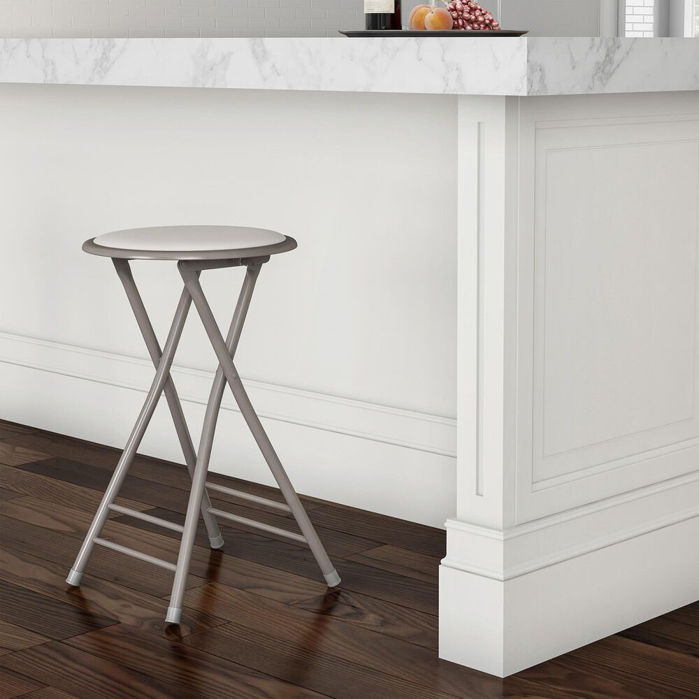 Timberlake 24&quot; Folding Heavy Duty Stool in White and Gray, , large