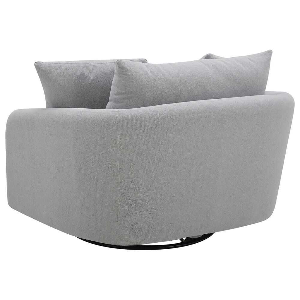 Simeon Collection Boomer Oversized Swivel Accent Chair in Dame Dove Grey, , large