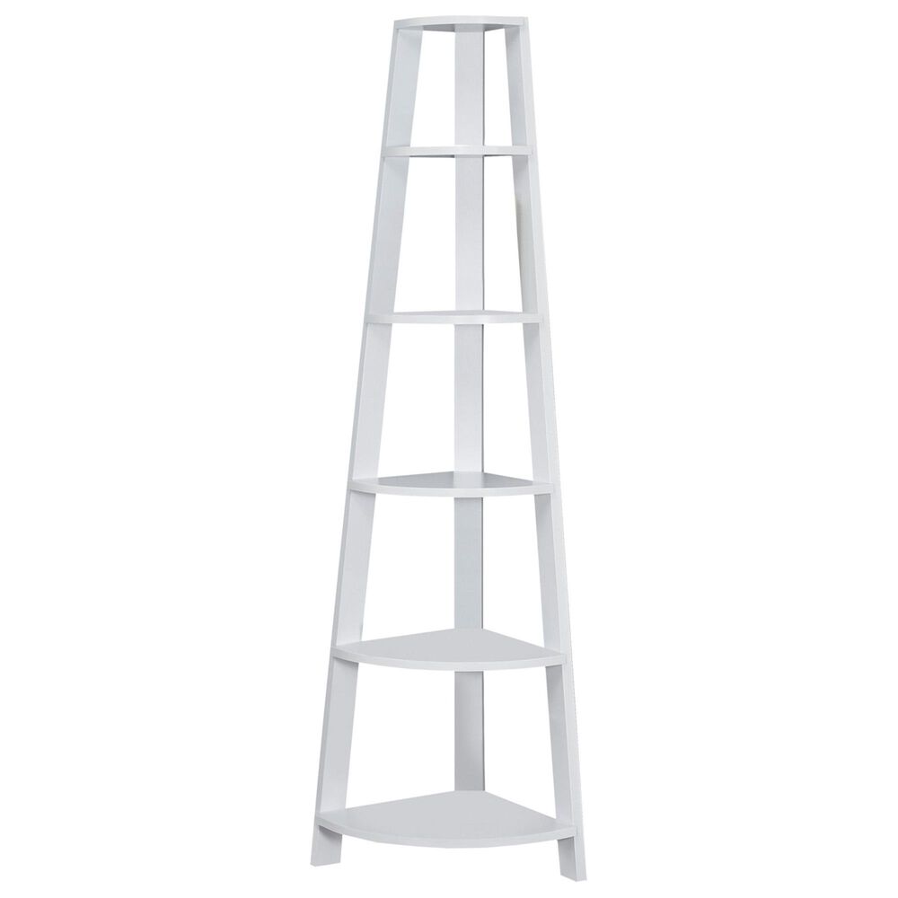 Monarch Specialties 72 in. Corner Accent Etagere in White, , large