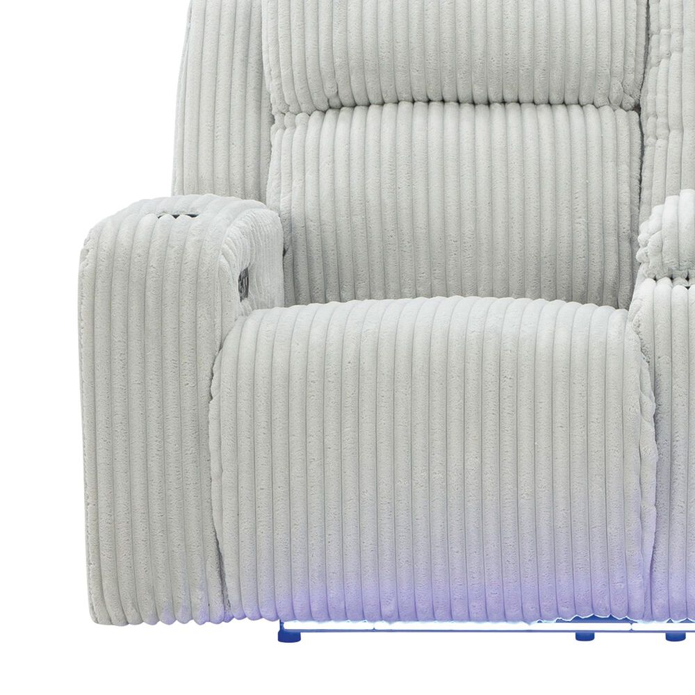 Ashley Forest Lake Power Reclining Loveseat with Console and Adjustable Headrest in Alloy Velvet, , large