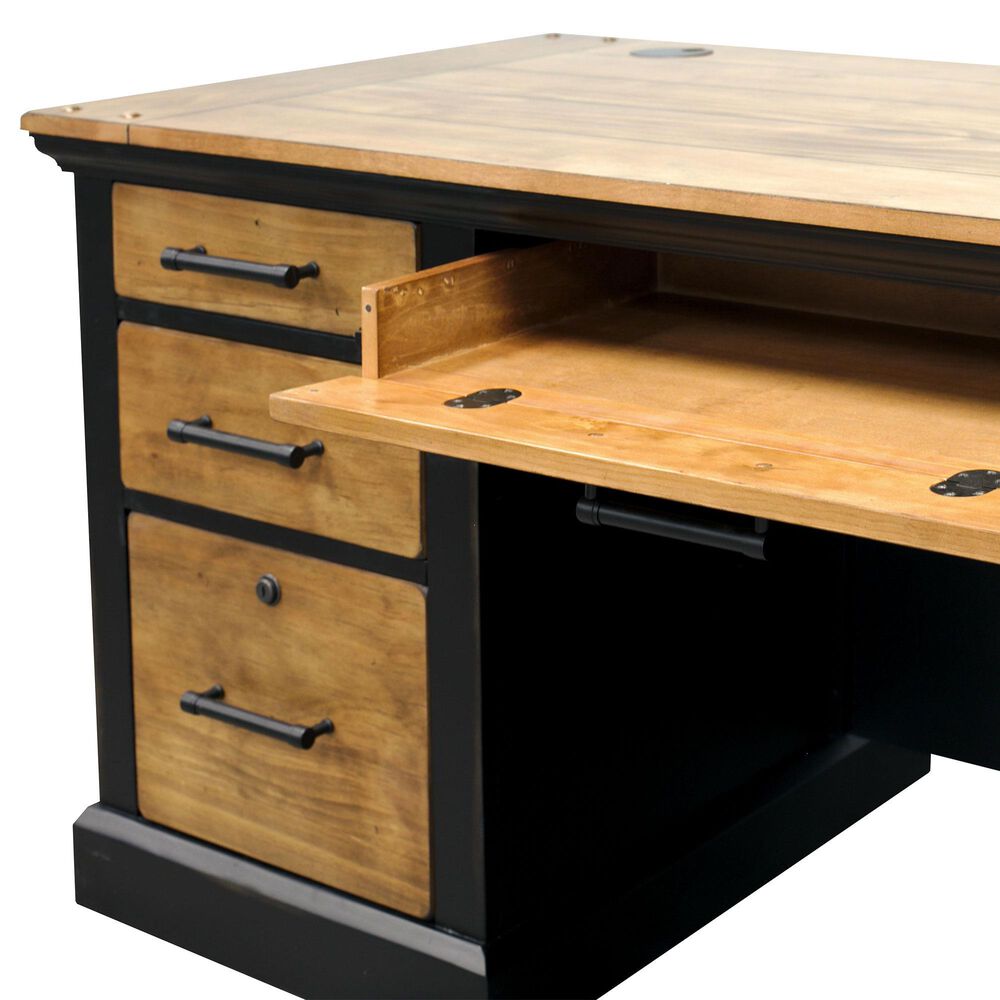 Wycliff Bay Toulouse Double Pedestal Desk in Aged Ebony and Honey, , large