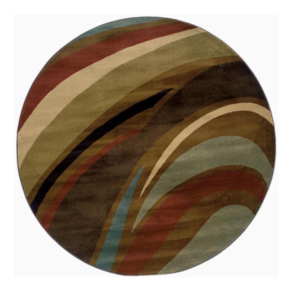Oriental Weavers Hudson 2666F 7"8" Round Brown Area Rug, , large