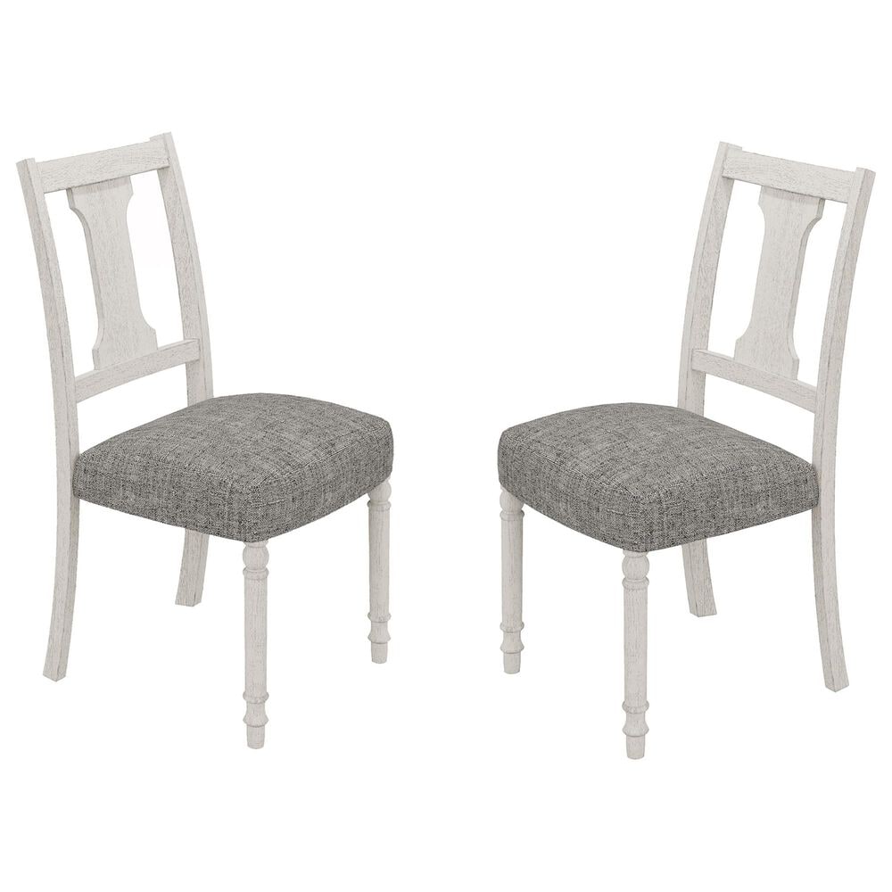 HOMLUX Side Chair with Gray Cushion in White (Set of 2), , large