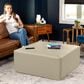 Jaxx Fairlie Faux Leather Ottoman in Natural Beige, , large