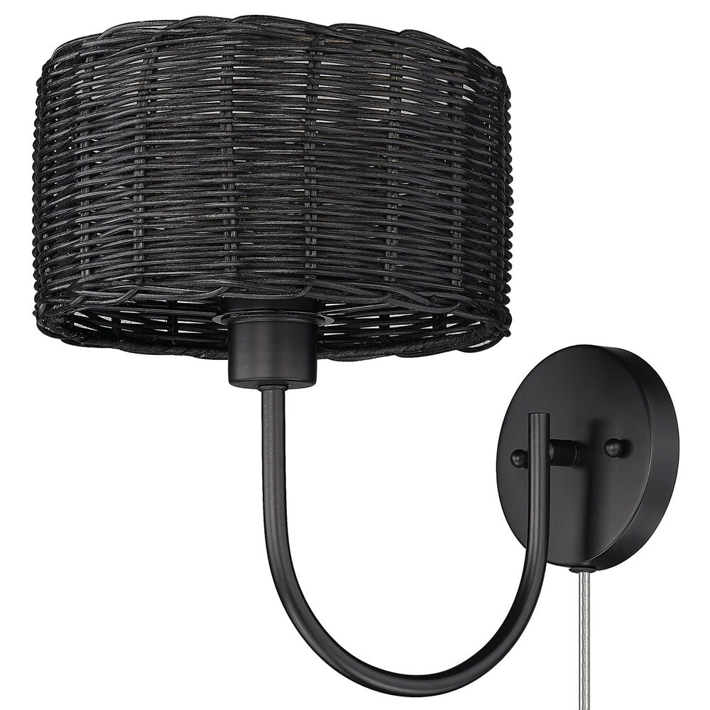 Golden Lighting Erma 1-Light Wall Sconce in Matte Black, , large