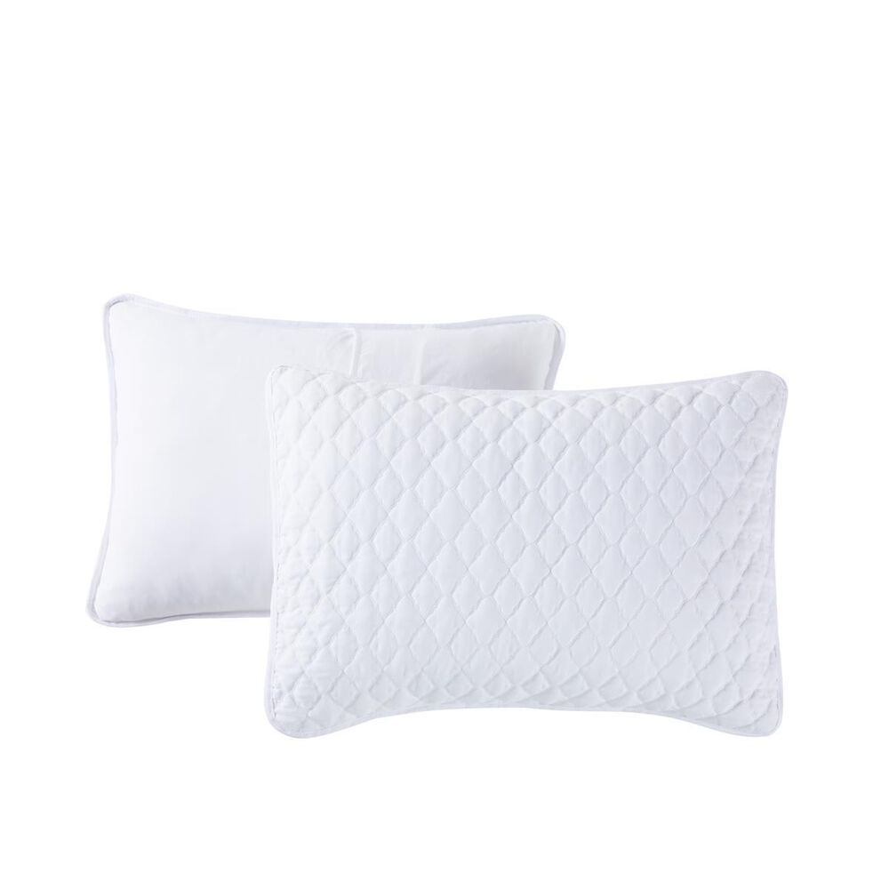 Jiangsu Royal Home Diamond Stitch Quilt 3pc-White-F/Q, , large