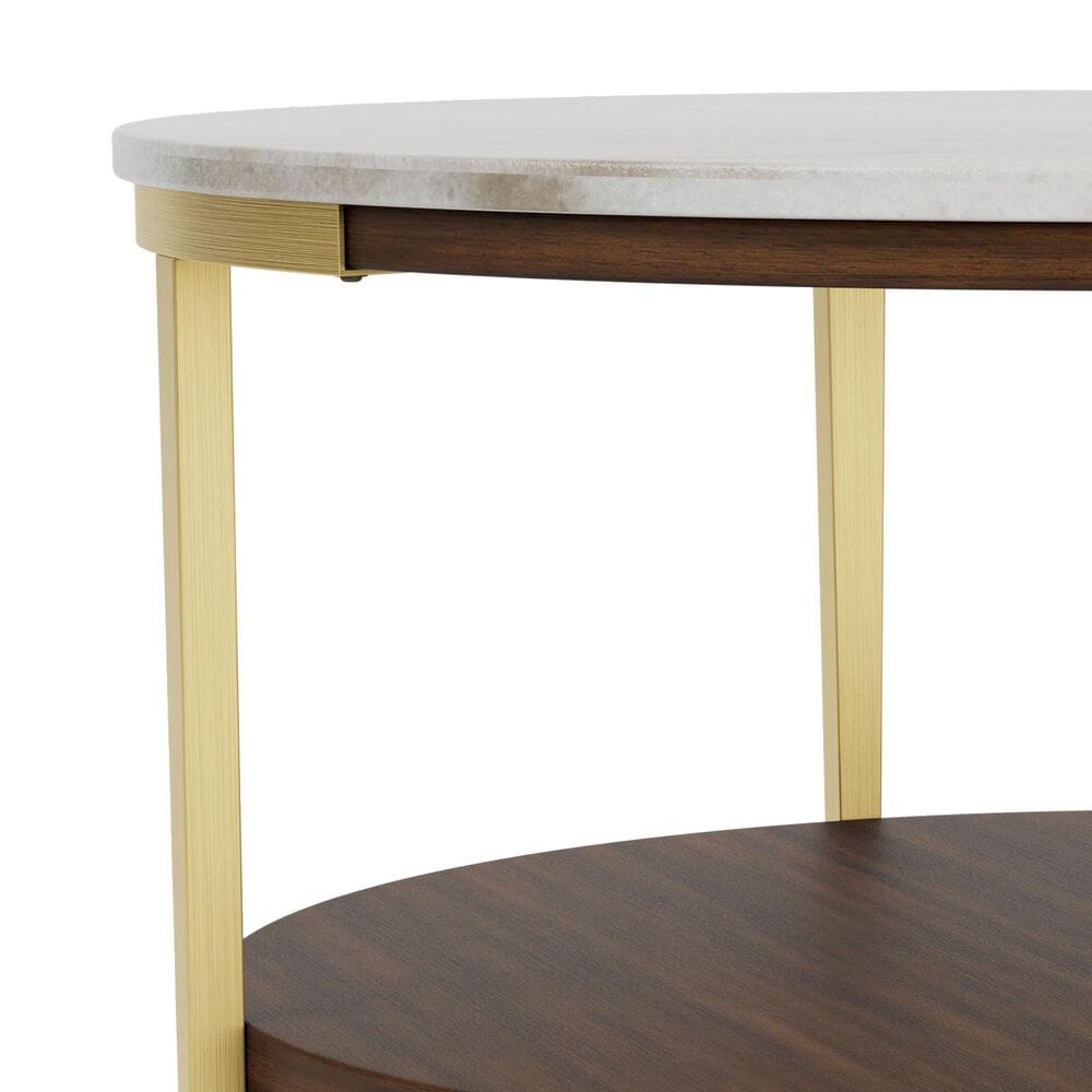 Riverside Furniture Emery Round Cocktail Table in Smoked Cherry and Bronze, , large