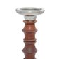 Maple and Jade Mango Wood Candle Holder in Brown and Silver (Set of 3), , large