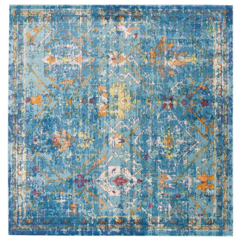 Safavieh Aria Oriental 6"6" Square Blue and Multicolor Area Rug, , large