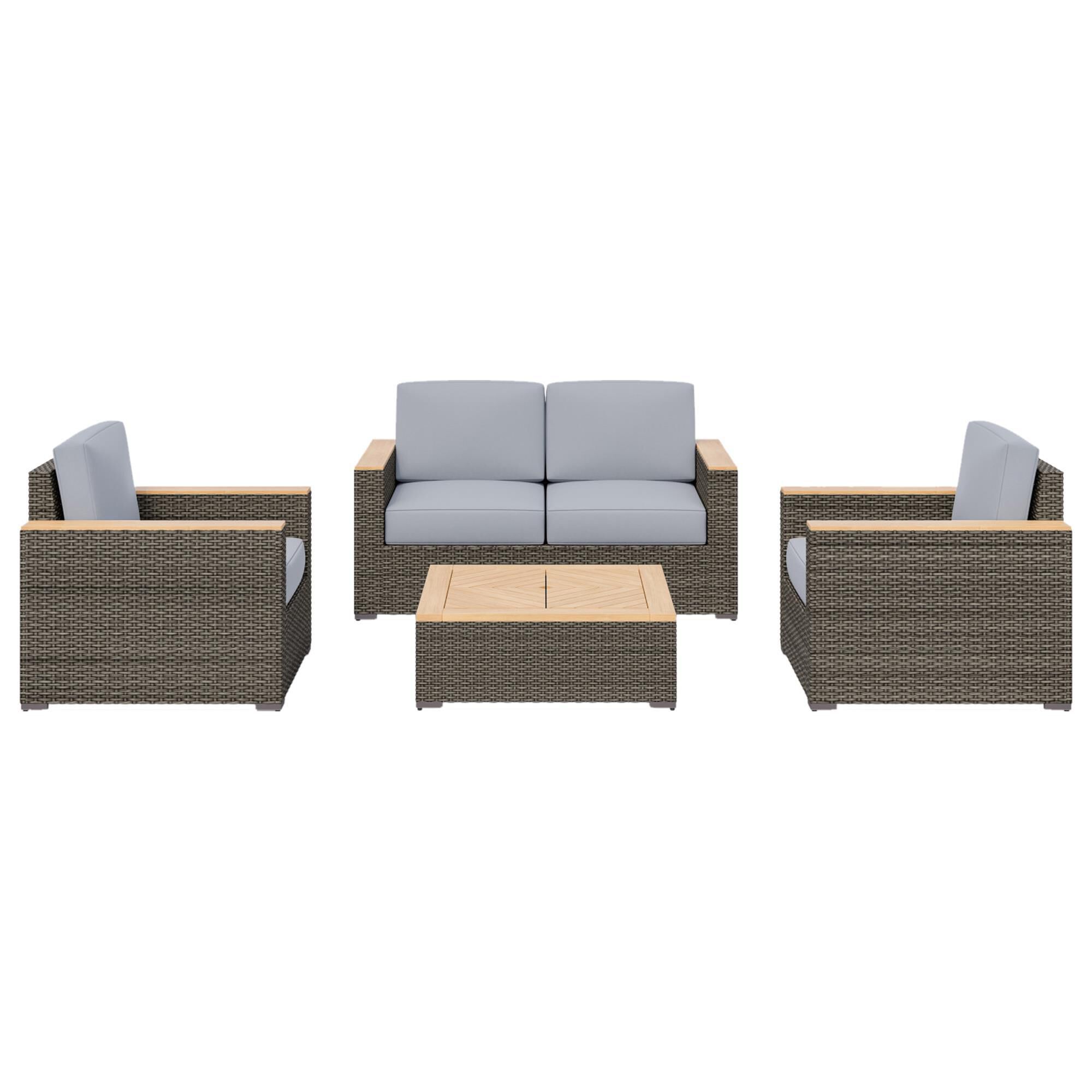 Homestyles Boca Raton 4 Piece Patio Loveseat Set in Brown and