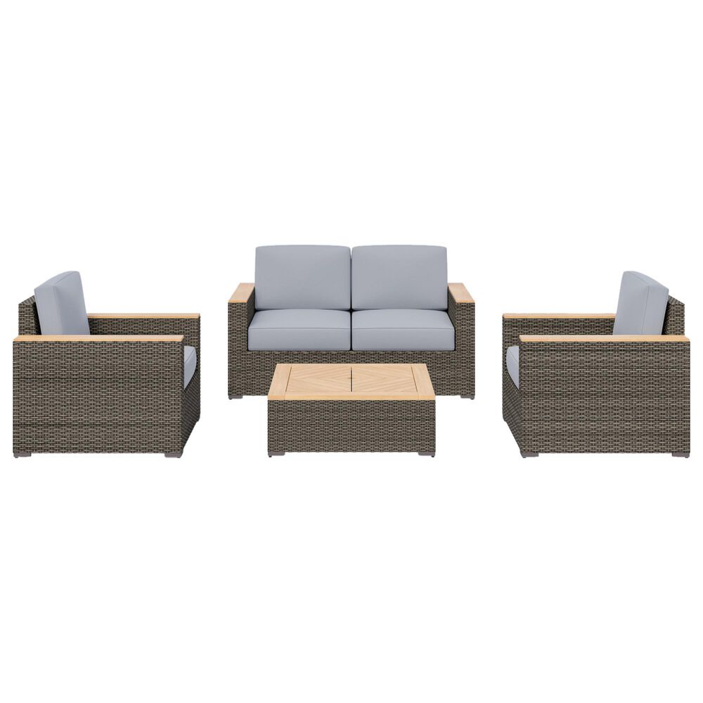 Homestyles Boca Raton 4-Piece Patio Loveseat Set in Brown and Gray, , large