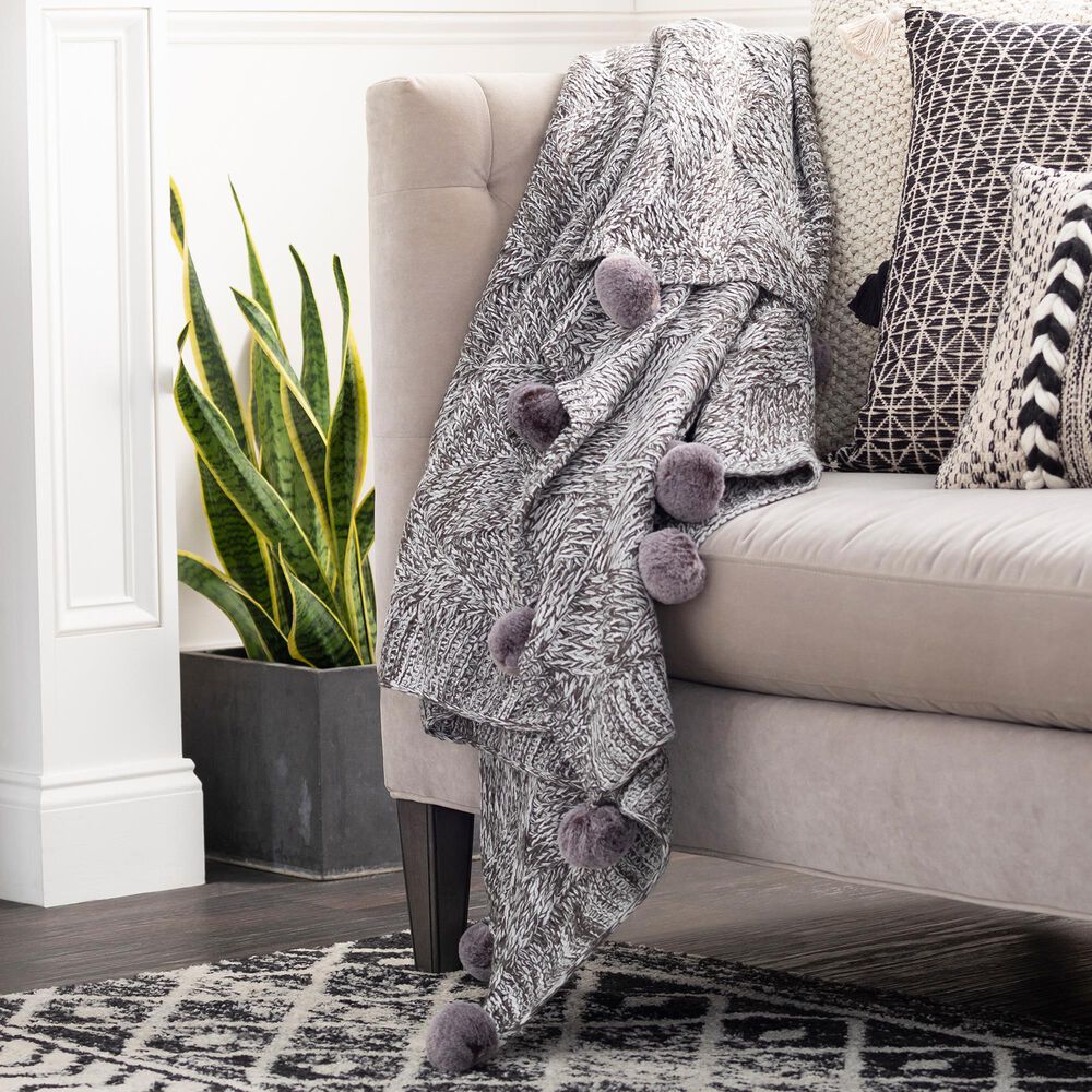 Surya Inc Odella 50" x 70" Throw in Charcoal and White, , large