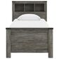 Ashley Frandern 5-Piece Twin Bookcase Bedroom Set in Rustic Warm Gray, , large