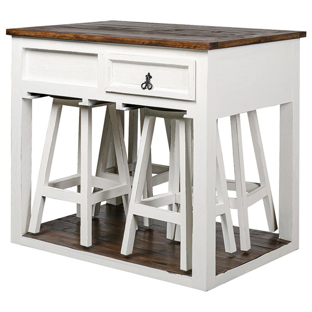 Ardent Home 5-Piece Kitchen Island Set in Aged White and Tobacco, , large