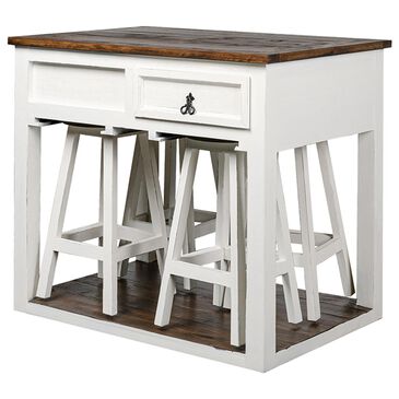 Ardent Home 5-Piece Kitchen Island Set in Aged White and Tobacco, , large