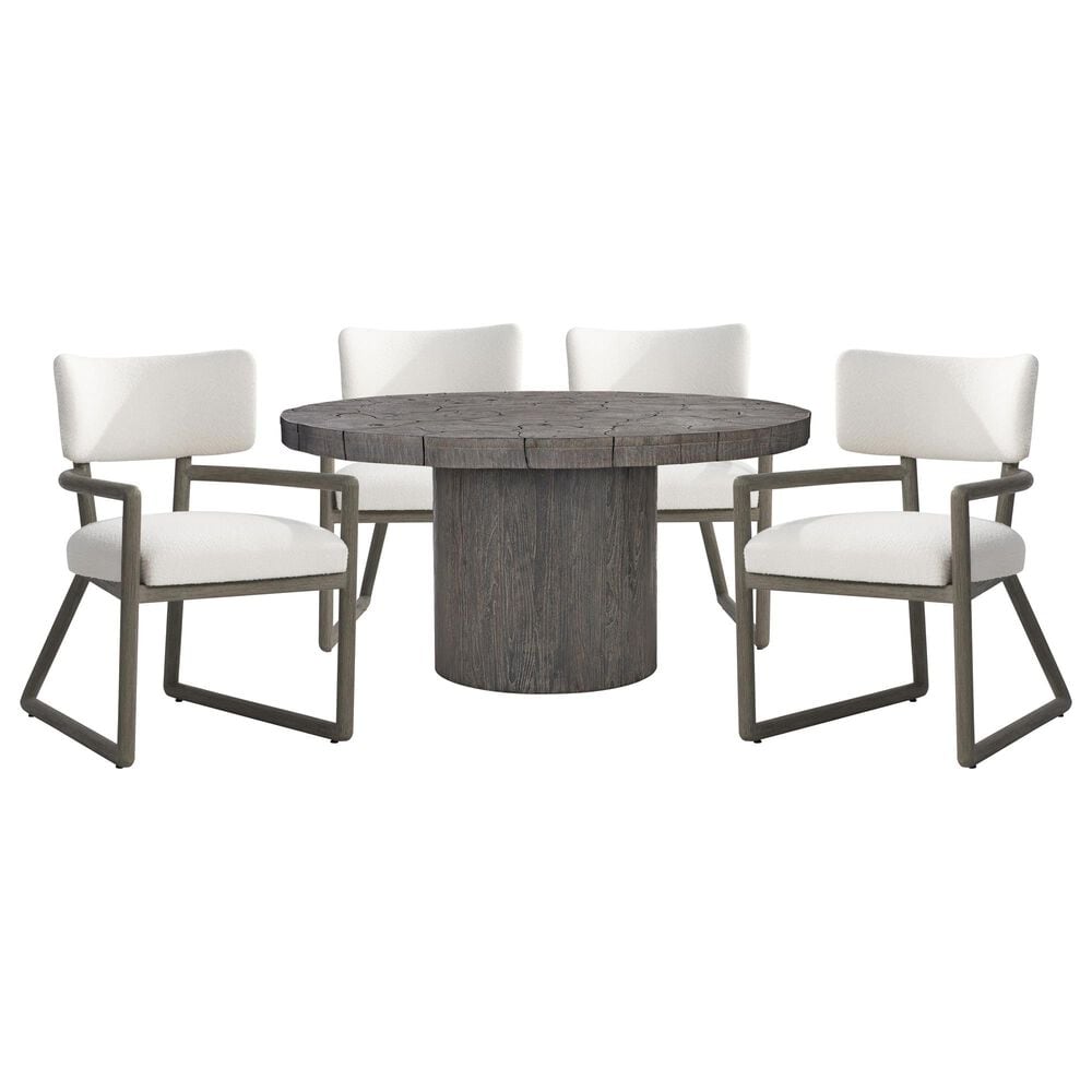 Bernhardt Madura and Rhodes 5-Piece Patio Dining Set in Weathered Teak and White, , large