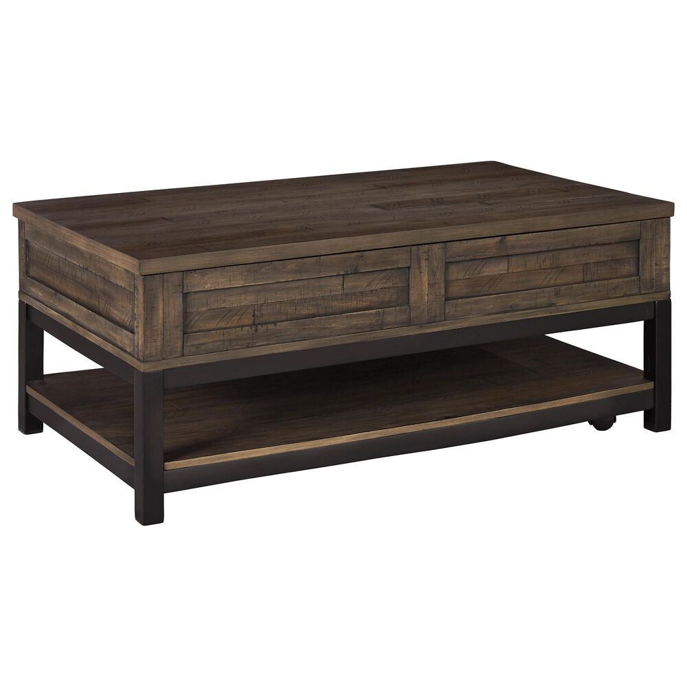 Ashley Johurst Lift Top Cocktail Table in Grayish Brown and Black, , large