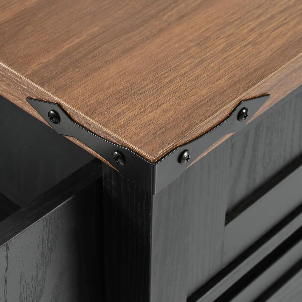 HOMLUX 54" Kitchen Island with Sliding Barn Door in Black, , large