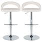 LumiSource Grotto Swivel Adjustable Bar Stool with White Faux Leather Upholstery in Chrome (Set of 2), , large