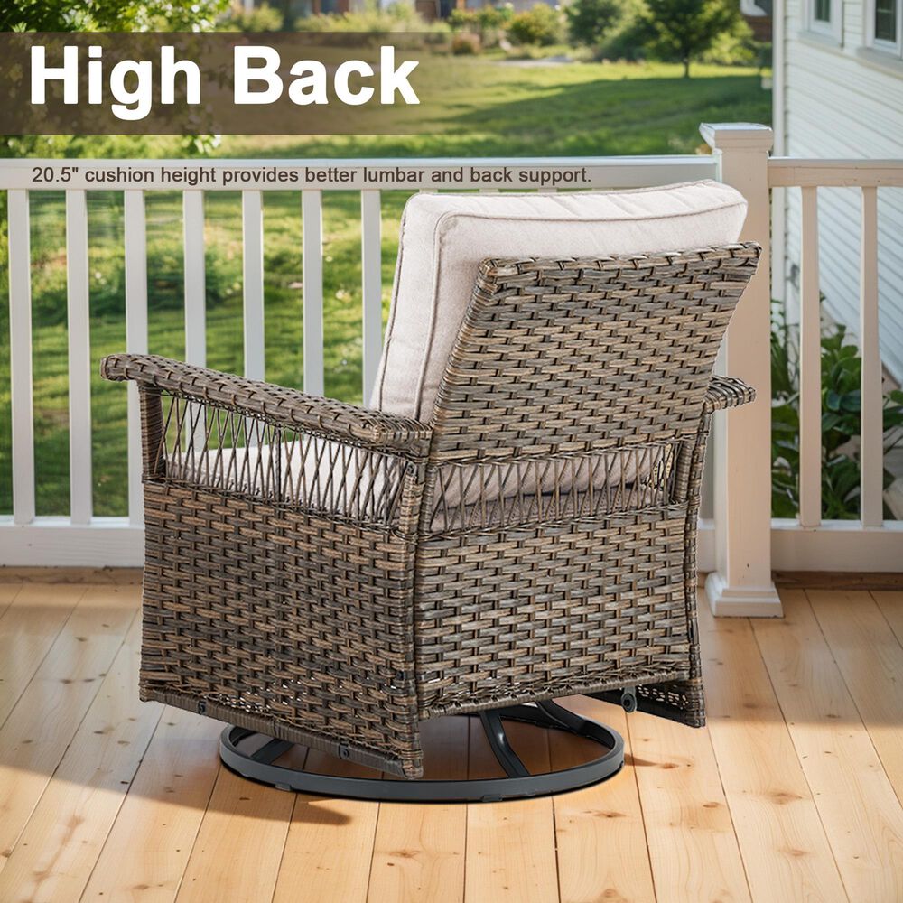 Sunwell Garden Patio Swivel Glider Chair in Beige (Set of 2), , large