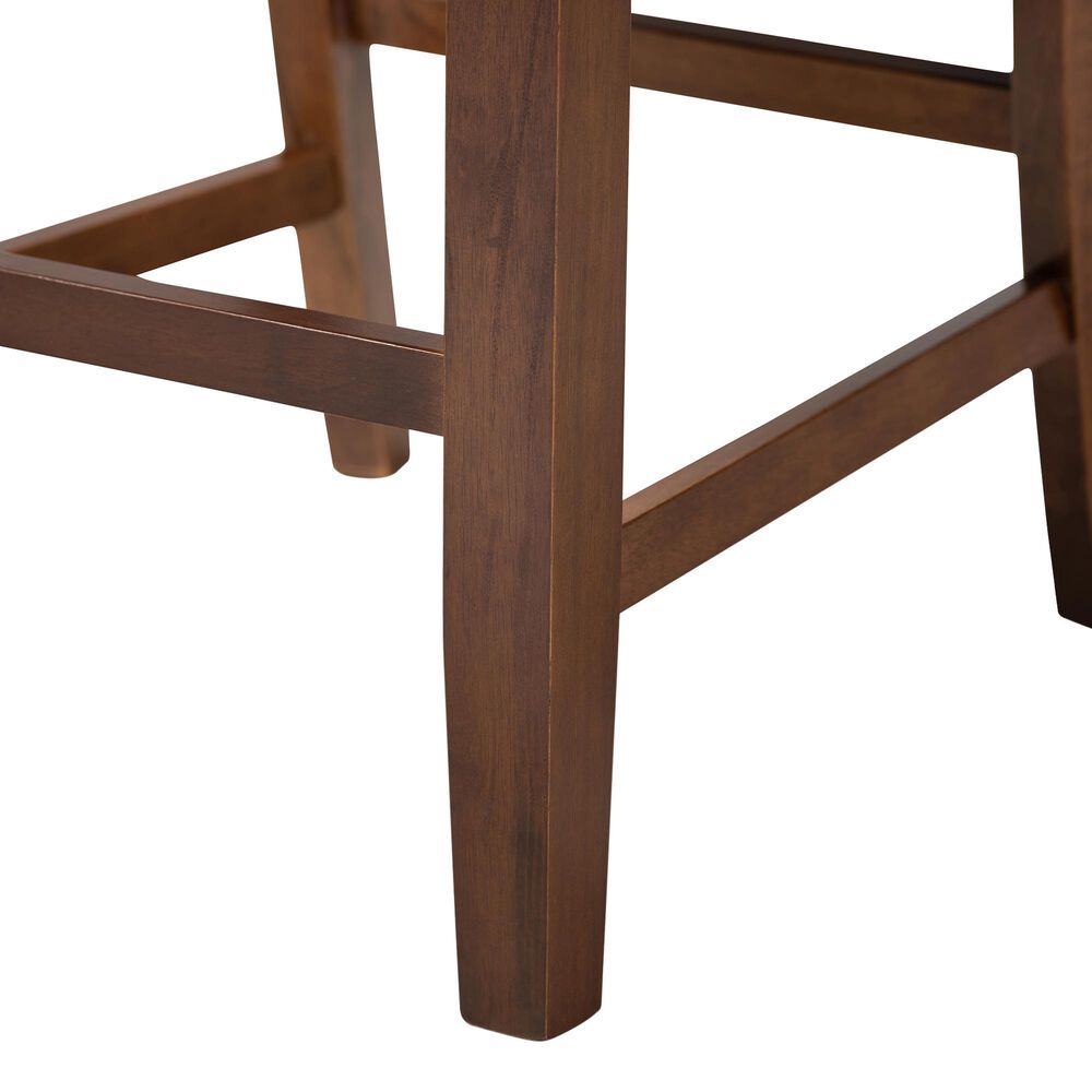 Baxton Studio Caron Counter Height Pub Chair with Grey Cushion in Walnut Brown (Set of 2), , large