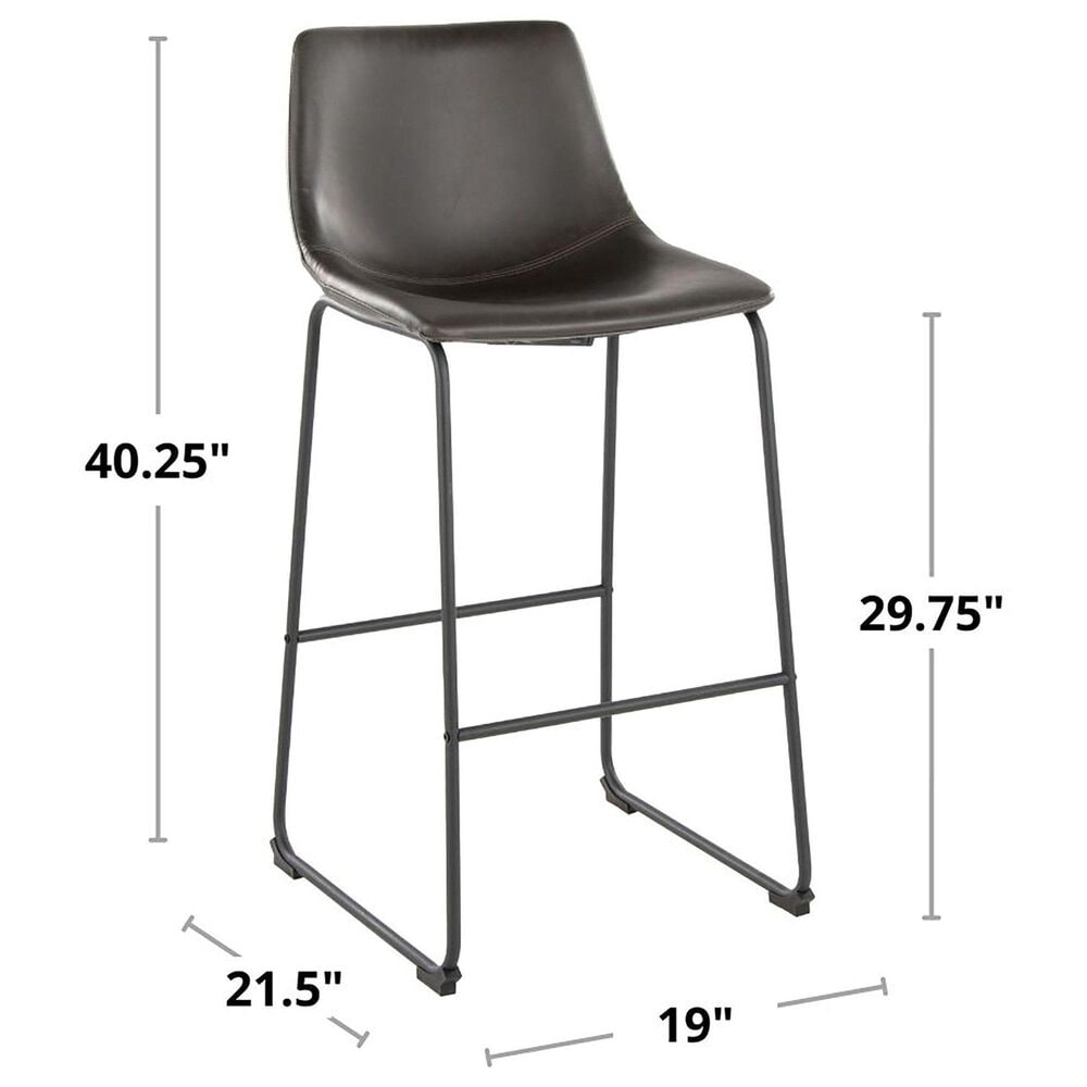 Lumisource Duke Fixed-Height Barstool with Grey Cushion in Black, , large