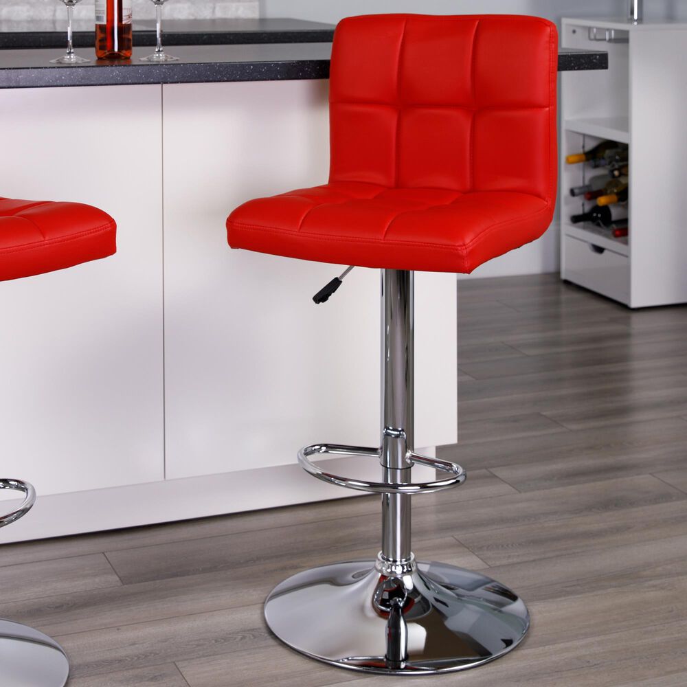 Flash Furniture Adjustable Barstool in Red, , large