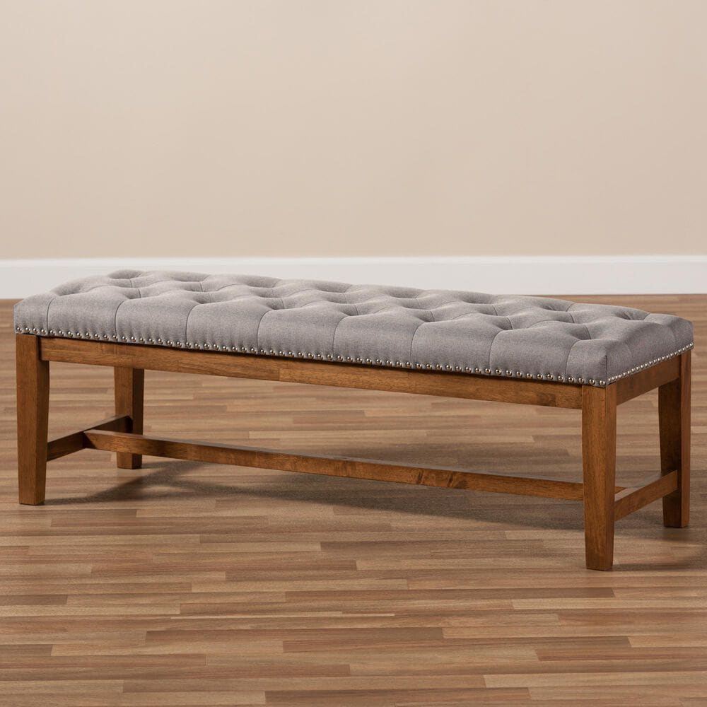 Baxton Studio Ainsley Accent Bench in Grey, , large